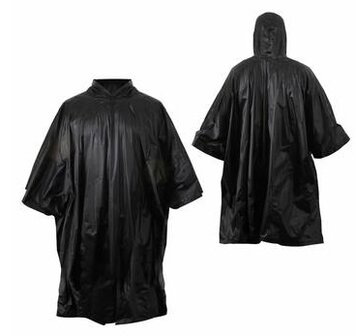 Regenponcho met capuchon zwart