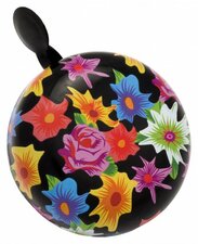 Fietsbel zwart met bloemen (6cm)